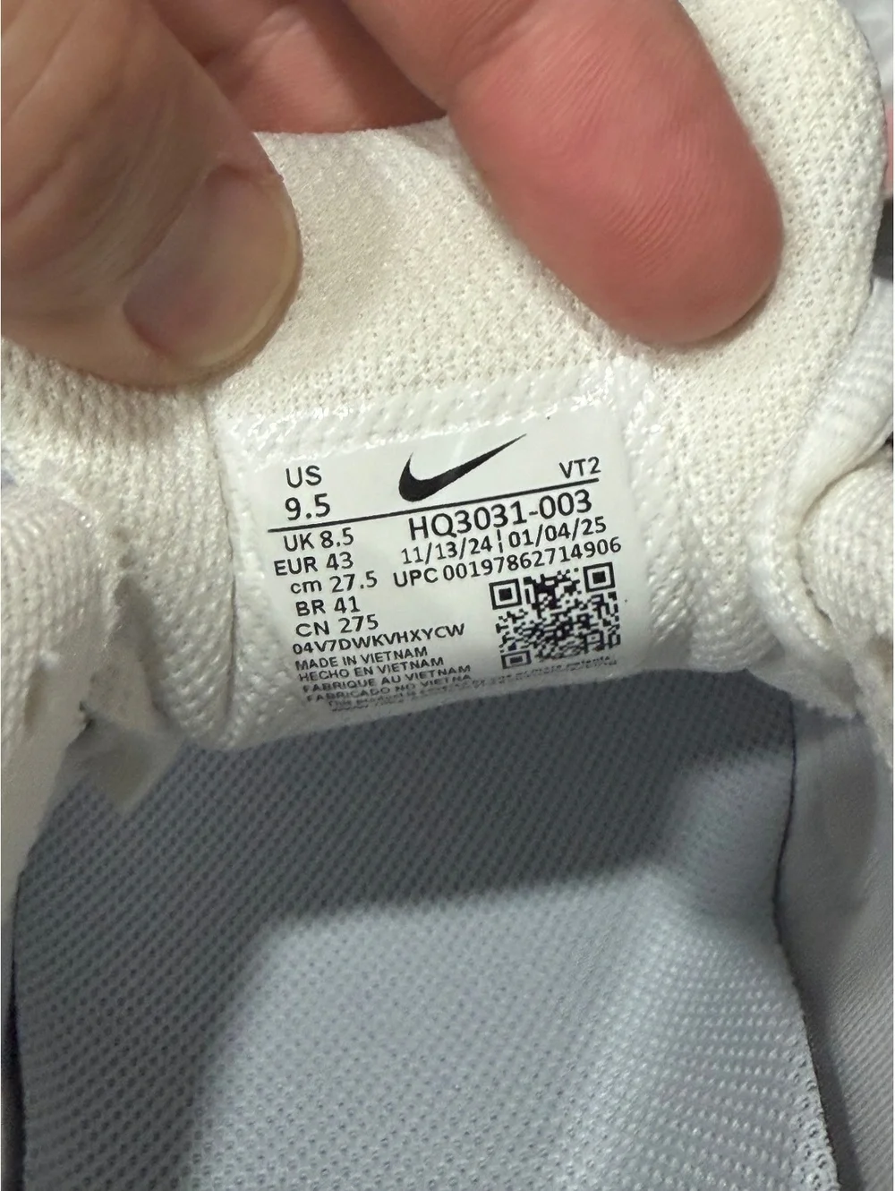 Nike size air